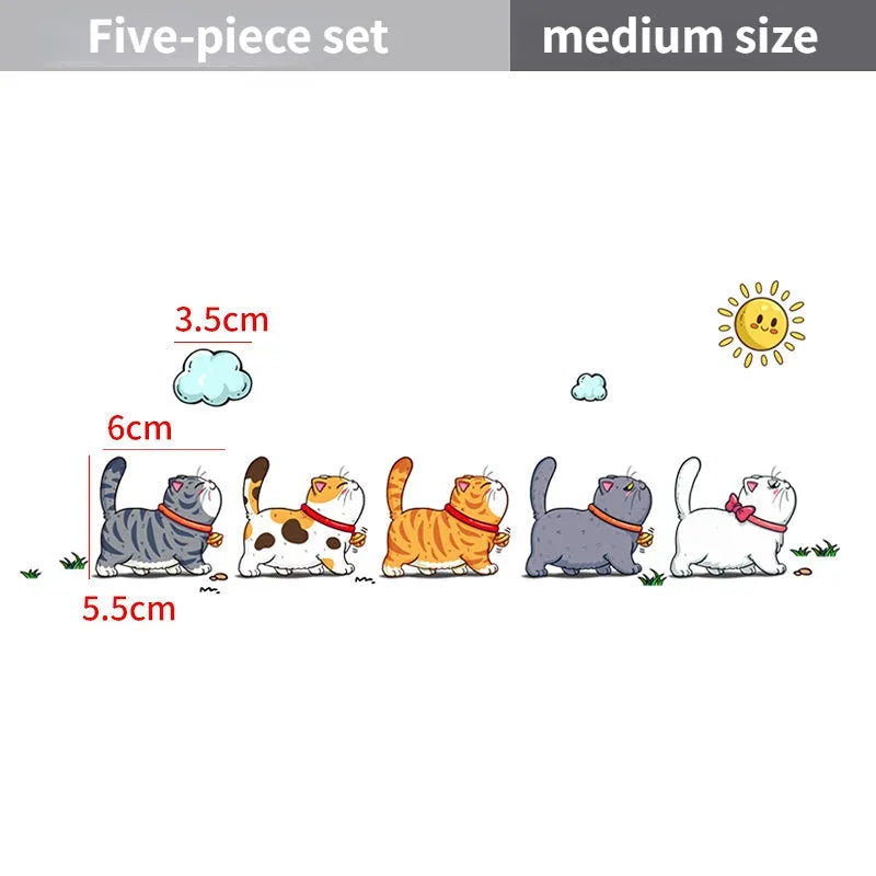Car sticker with five climbing cats design in waterproof PVC adhesive material