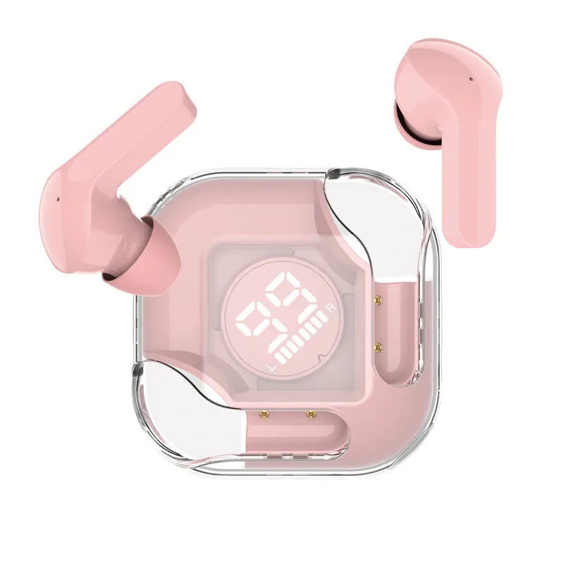 Wireless Bluetooth TWS in-ear headphones with transparent design in blue colour