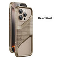 Hollow solid wood phone case with aluminium alloy frame in desert gold colour for iPhone