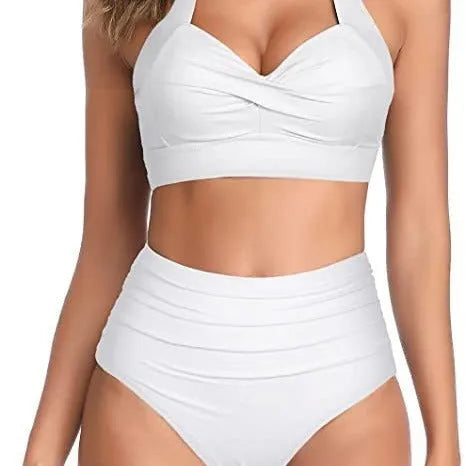Split bow bikini with backless design and high elasticity in multiple colours for women