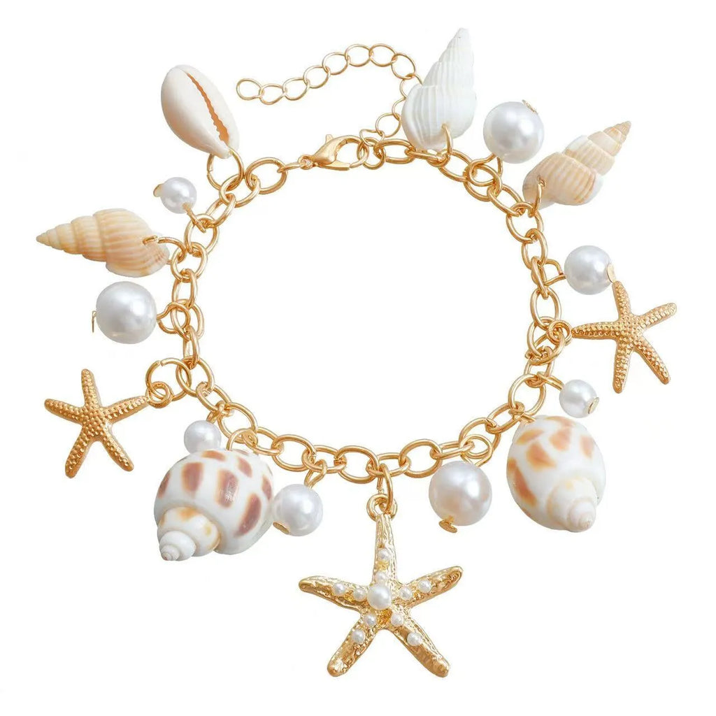Women's beach waist chain and matching bracelet set with star-shaped alloy charms for summer jewellery styling