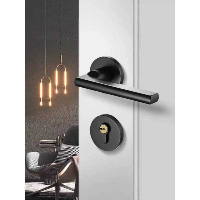 Indoor split magnetic door lock handle for timber doors in aluminum alloy construction