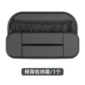 Black leather car seat back storage organiser bag with customisable pockets