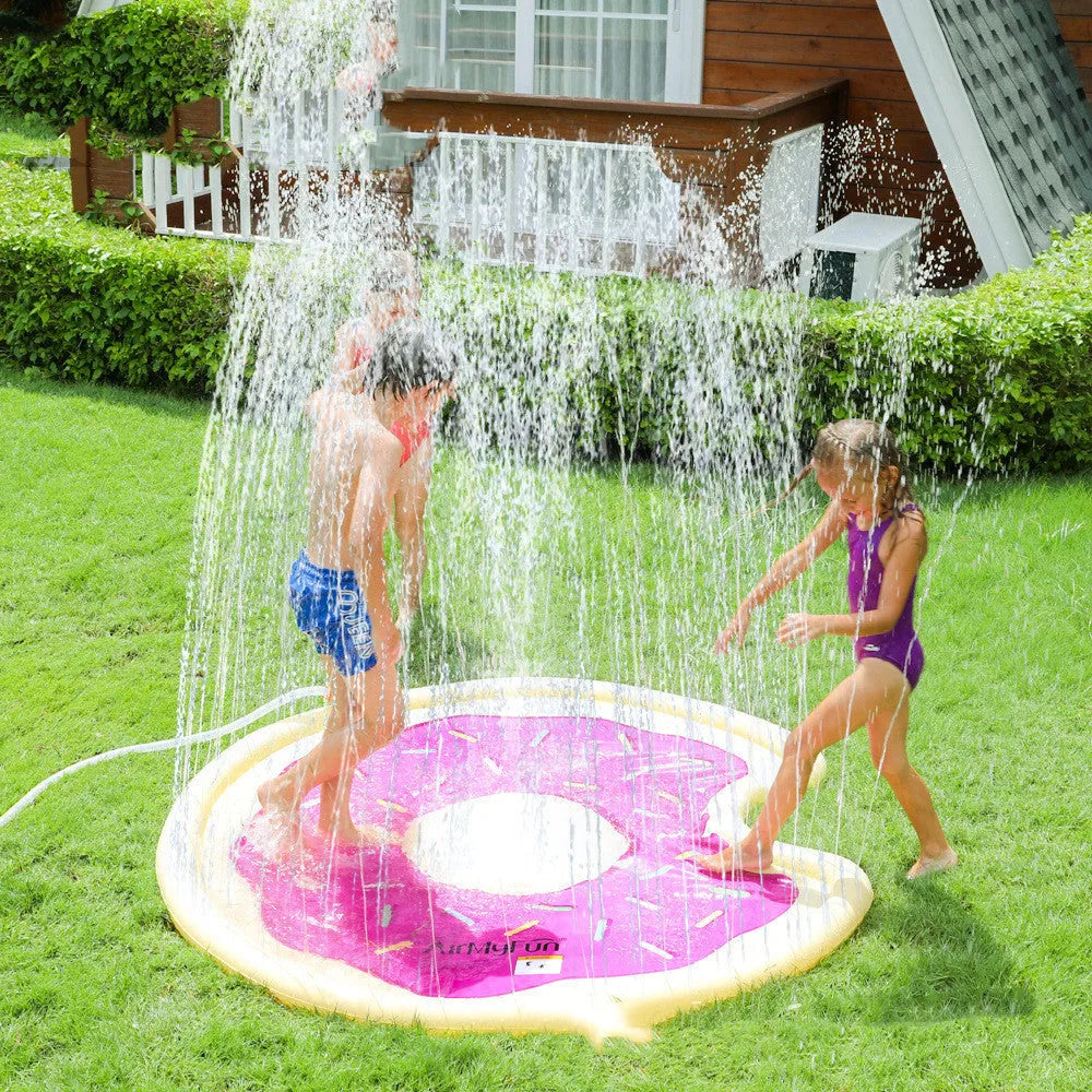Children's water spray mat, approximately 170 × 170cm, environmentally friendly PVC, watermelon, strawberry or donut print
