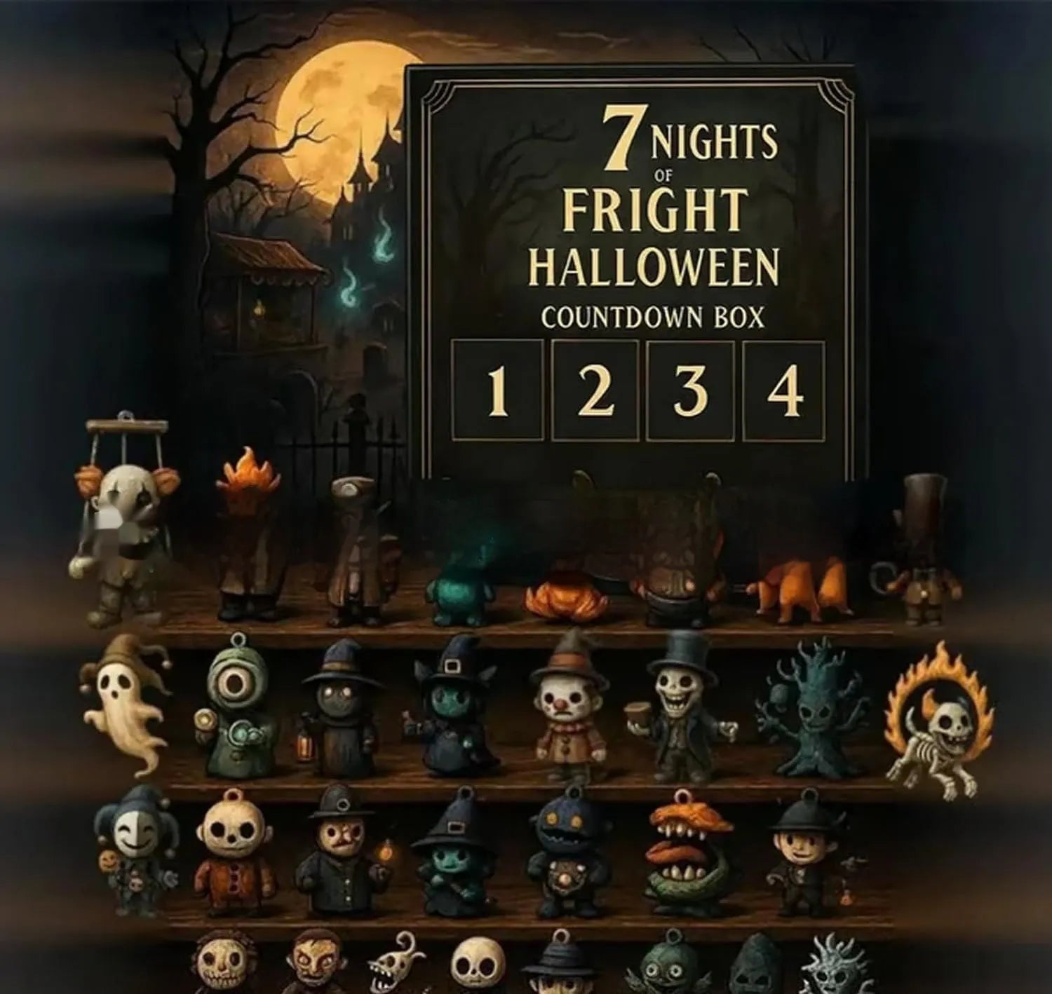 Halloween countdown box advent calendar with horror blind box and resin doll figures