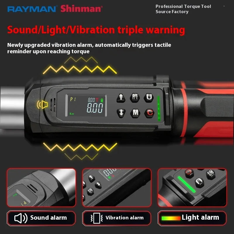 Electronic digital display torque wrench with chrome-vanadium steel construction