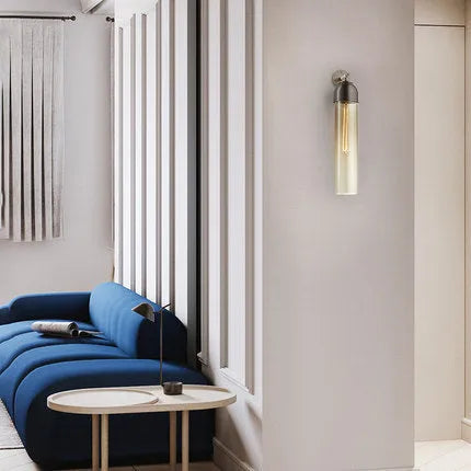 Modern minimalist glass wall lamp with 40cm diameter shade in five colour options