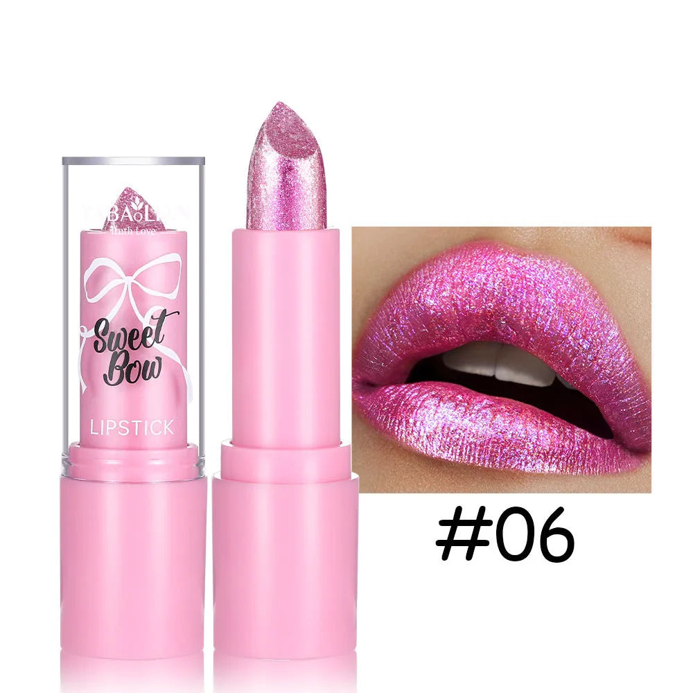 XINGX Diamond Lipstick in Sweetheart Bow design showing six colour shade options
