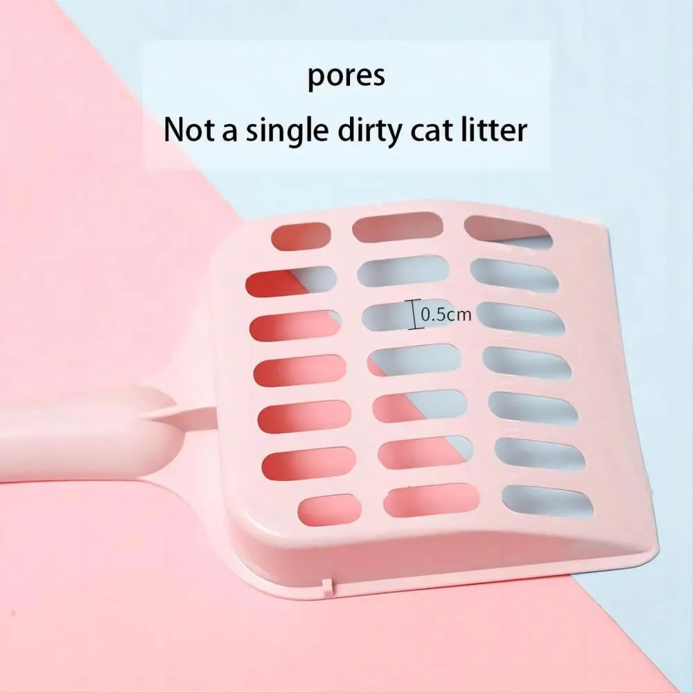 Blue plastic cat litter scoop showing 20cm length and 9cm width for pet tray cleaning