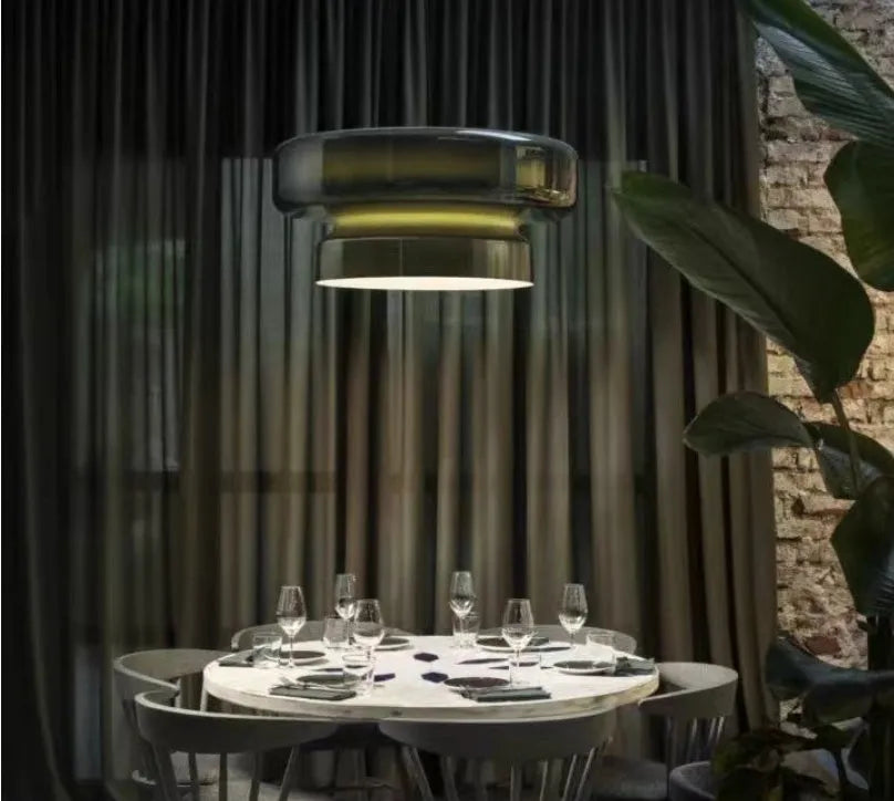 36cm square modern glass chandelier ceiling light with four colour options