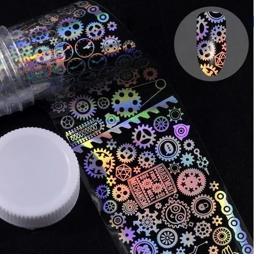 Roll of starry nail sticker paper, 1 metre long and 4 cm wide, with foil star patterns for nail art
