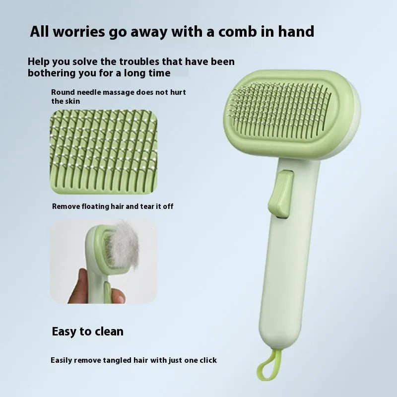 Large pet hair removal comb with stainless steel teeth and lady shaver in light grey colour