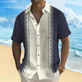 Men's multicolour printed loose fit polyester shirt shown in casual setting