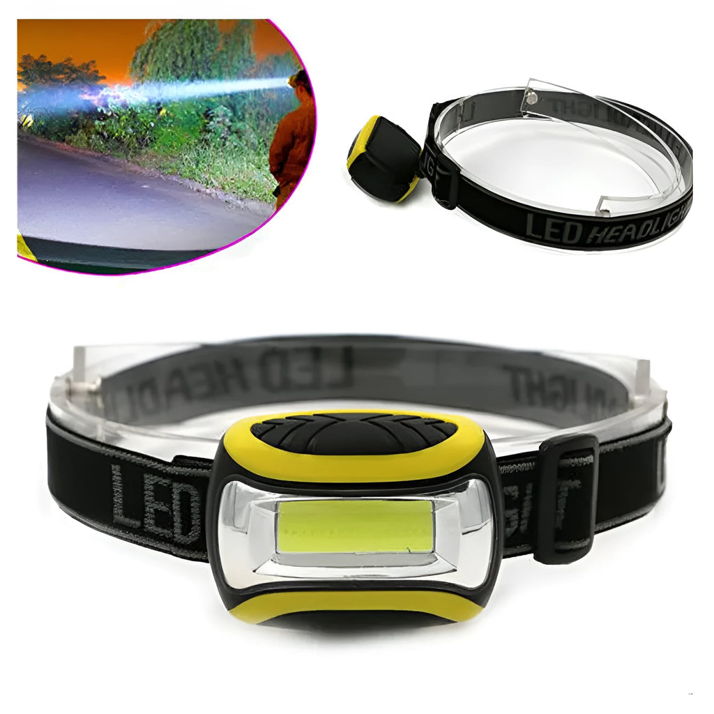 Yellow plastic three-speed COB LED headlamp for outdoor activities