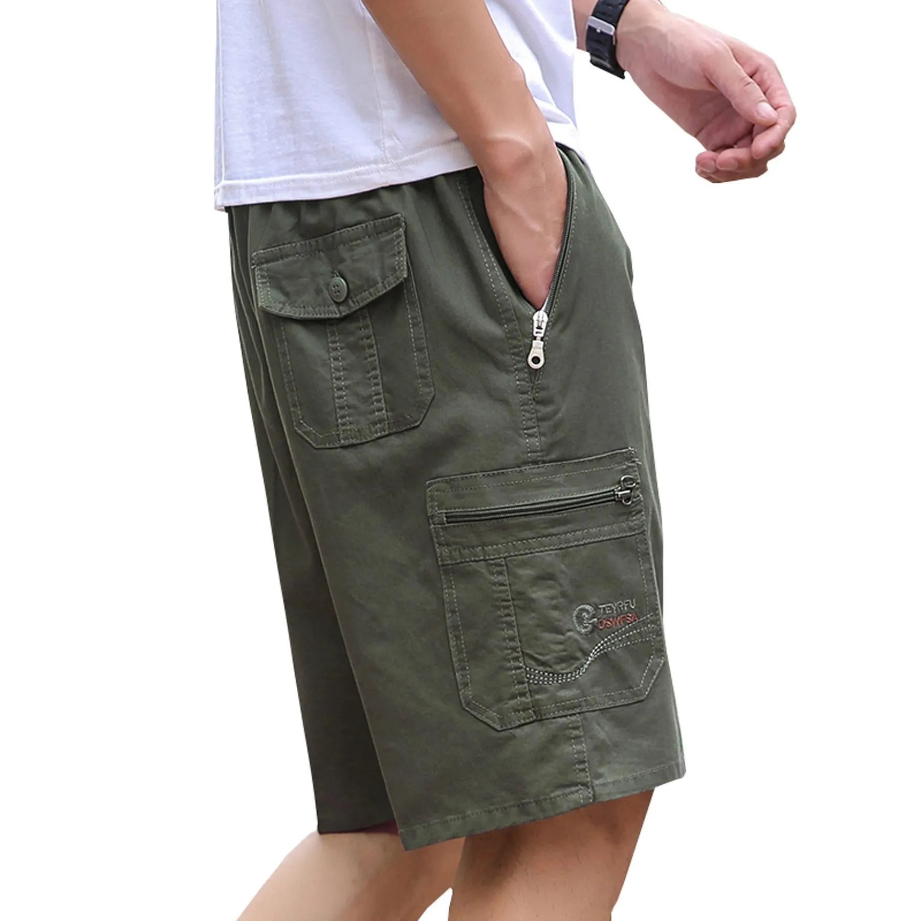 Men's straight-leg loose trousers in cotton blend fabric available in four colours