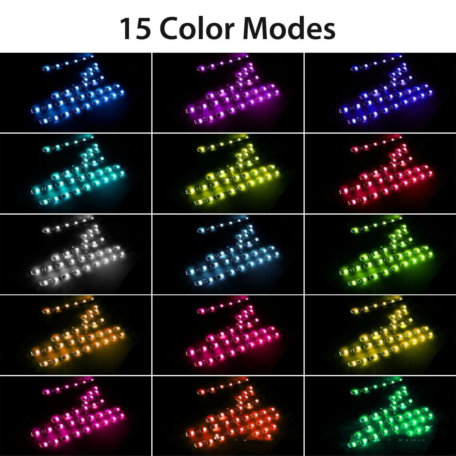 Black silicone RGB LED light strip with wireless remote control for vehicle atmosphere lighting
