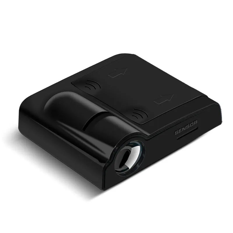 Black and beige ABS plastic car decorative projection lamp showing compact size.
