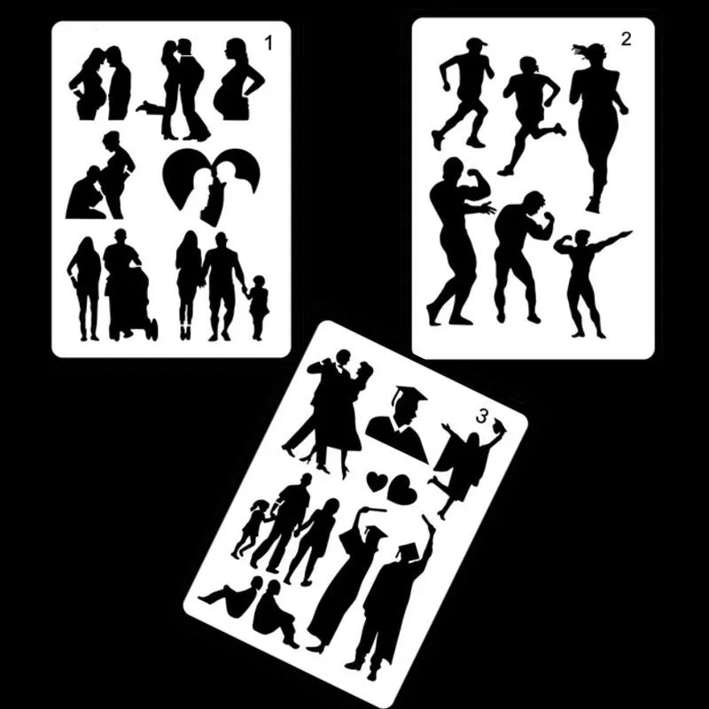 White plastic drawing stencil kit with reusable templates for art and craft designs