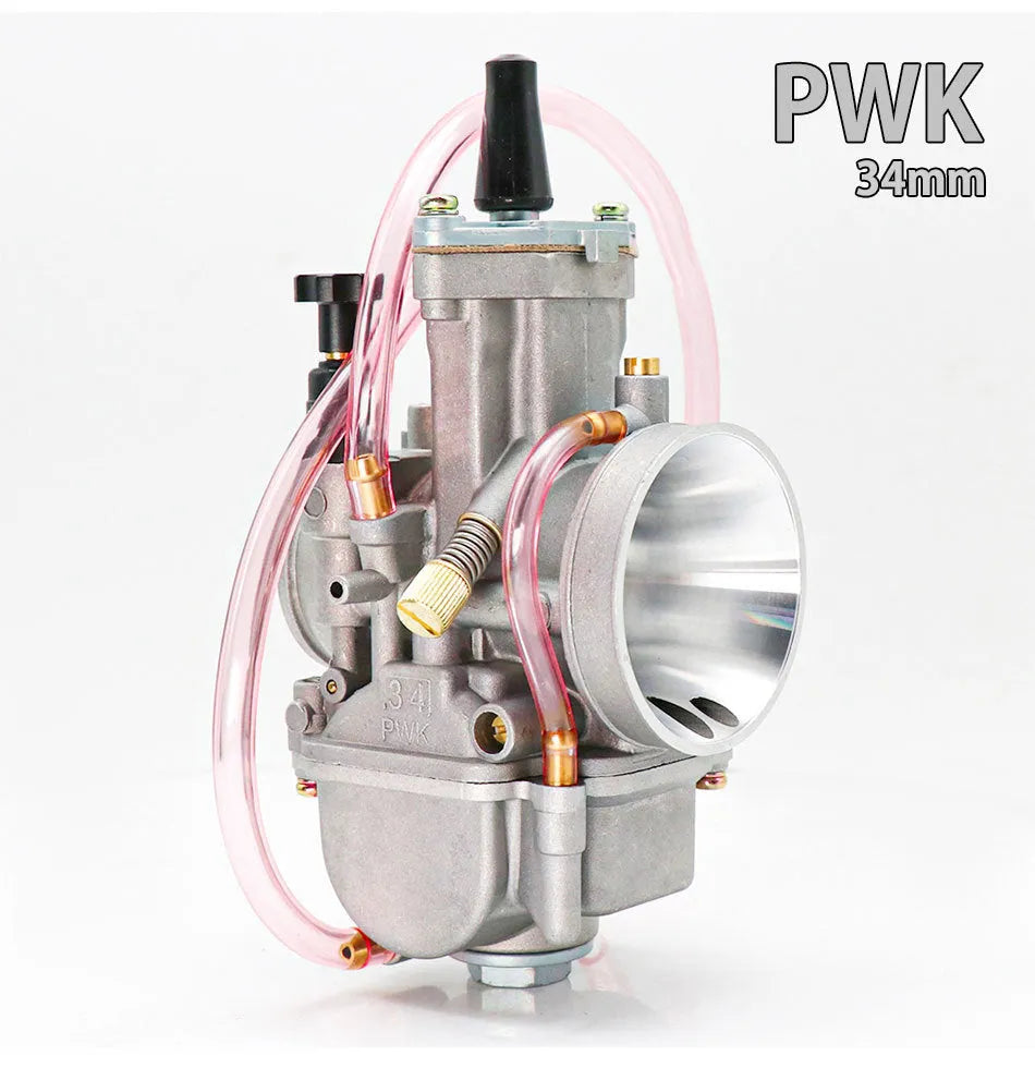 PWK sandblasted motorcycle carburetor kit in colour box packaging for engine tuning.
