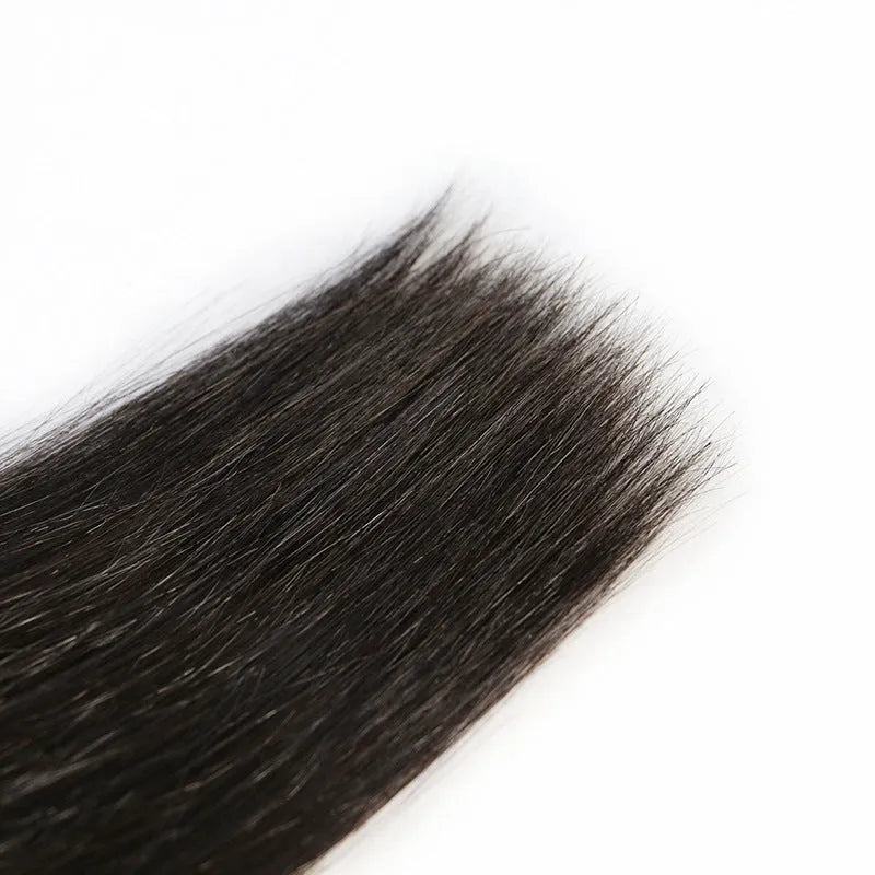 Brazilian real hair wig in natural black colour machine-made mechanism construction for women