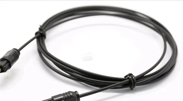 OD2.2 thick PVC jacketed digital optical audio cable (TOSLINK) with connector.