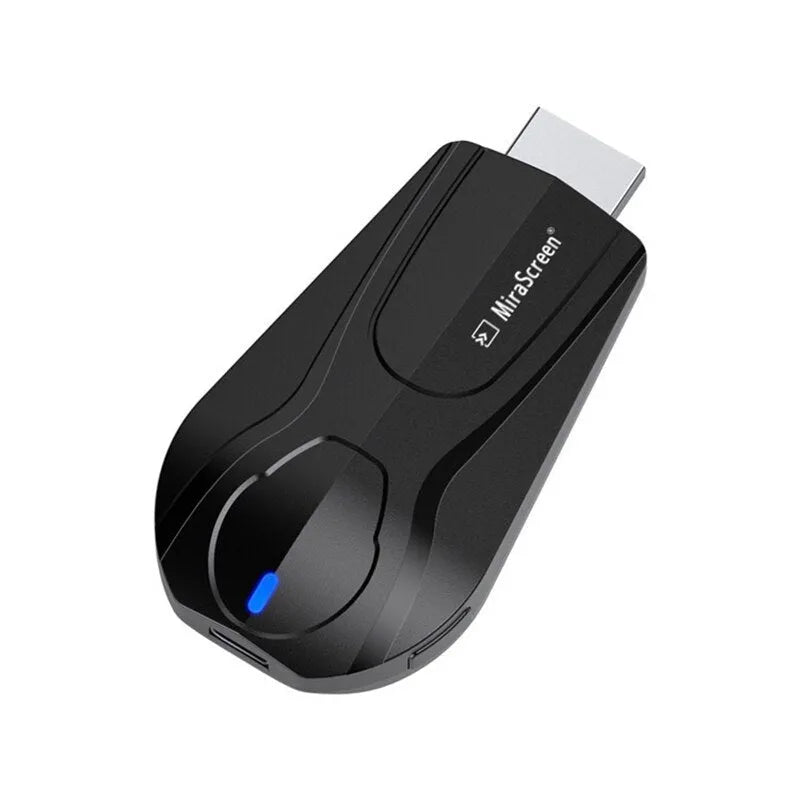 Black wireless screen player device with HDMI port for phone and laptop mirroring