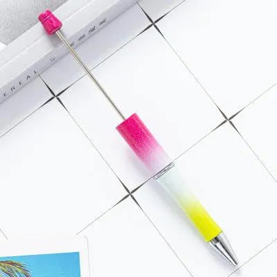 Creative plastic beaded ballpoint pen with spinning chain in multiple colour options
