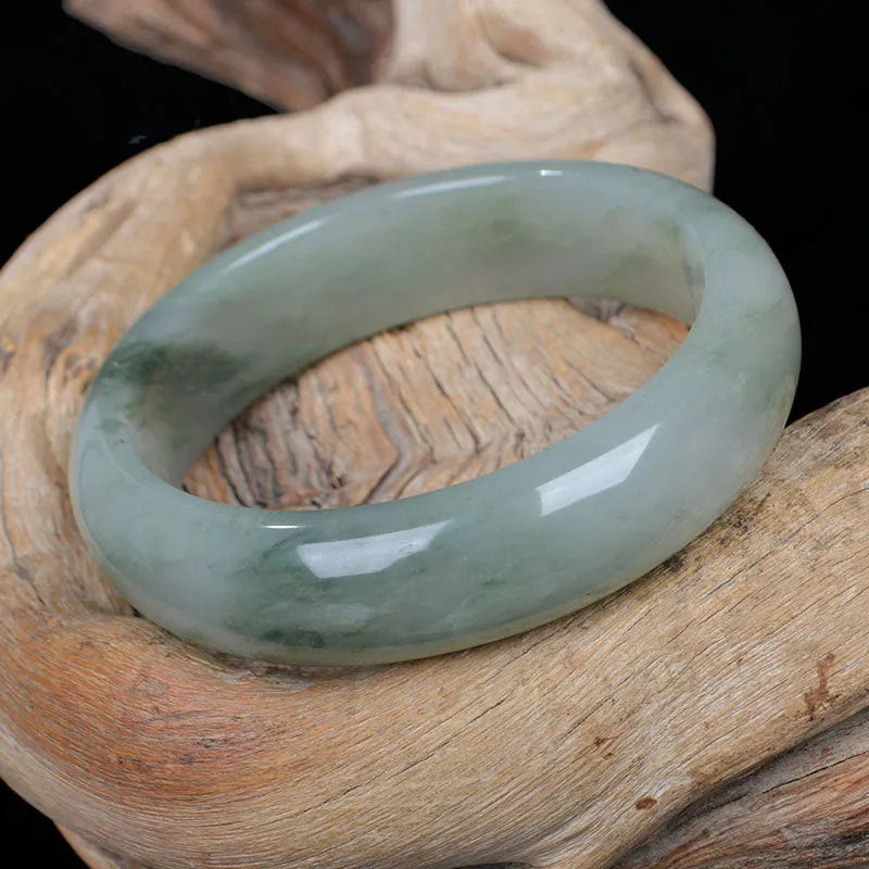 Chinese style Jinsi jade bracelet in natural stone with multiple inner diameter size options.
