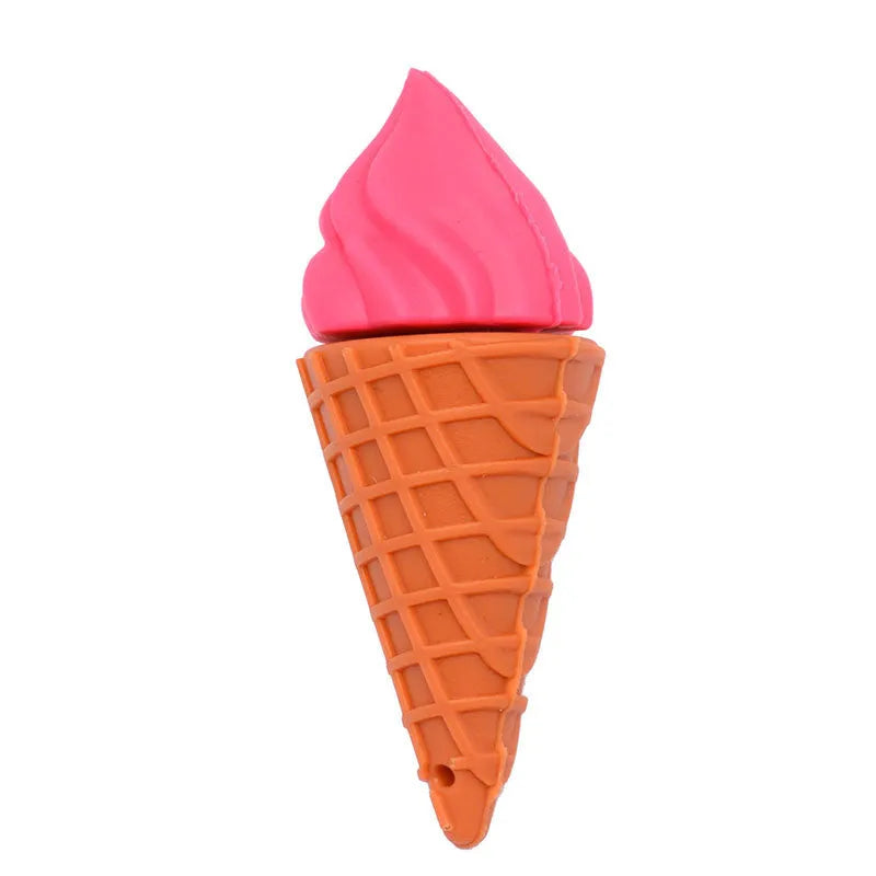 Cute pink mini ice cream shaped USB flash drive on a white background.