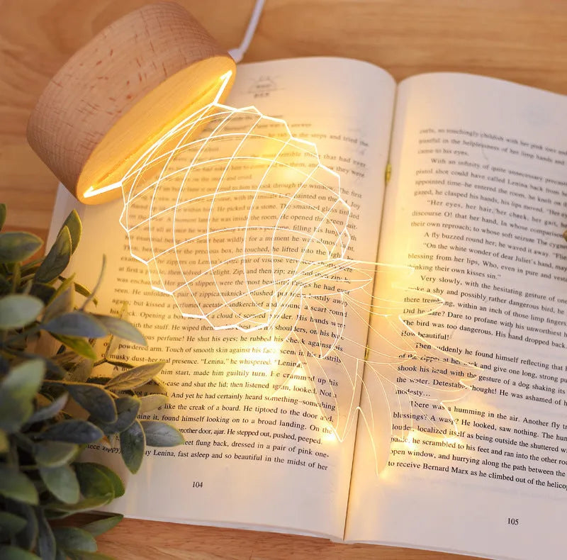 Wood and acrylic pineapple-shaped USB bedside lamp with dimmer switch