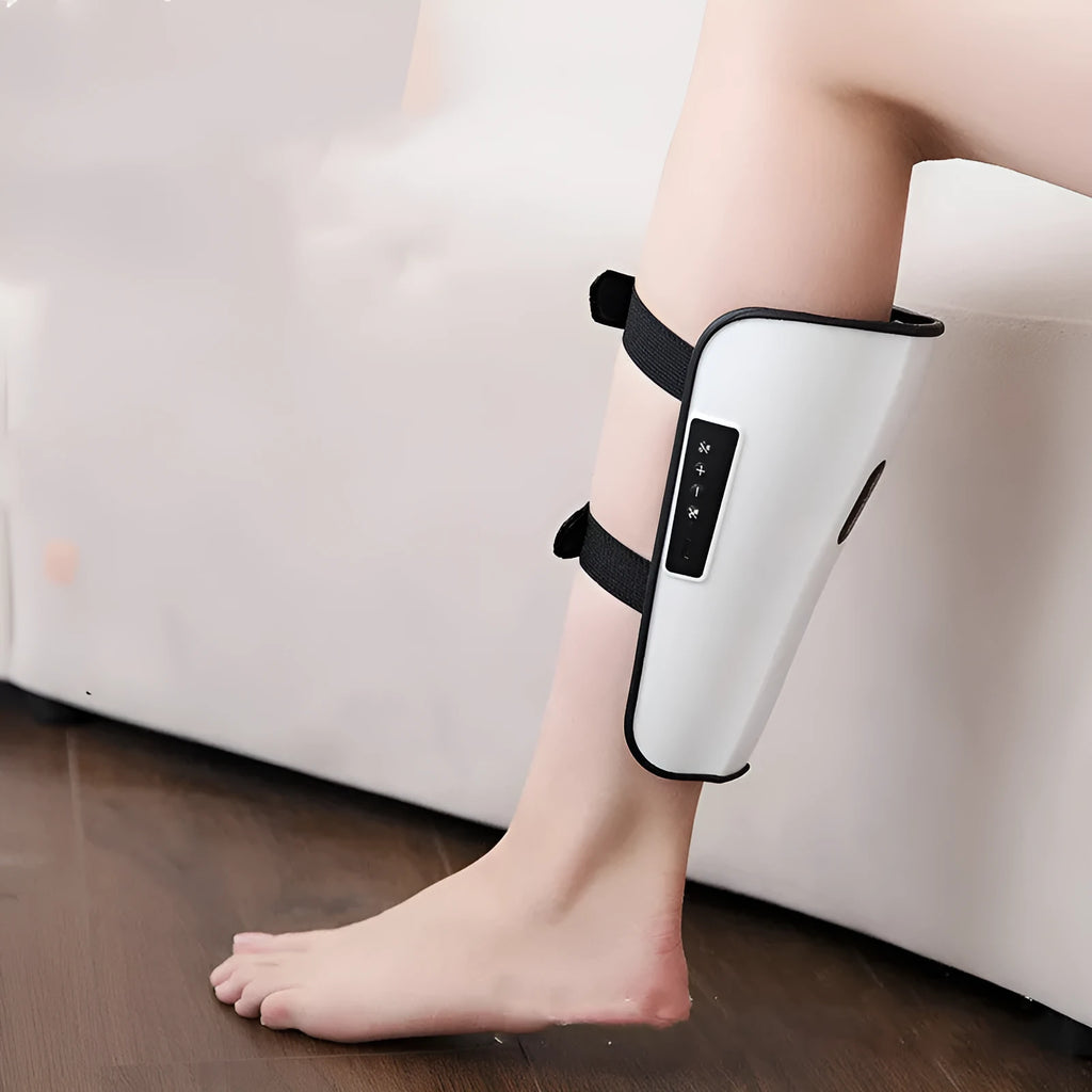 White plastic pulse calf massager with electrotherapy and infrared physiotherapy functions