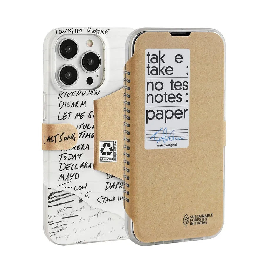 Kraft paper textured TPU flip stand phone case for iPhone 14/13/12/11 series, slim drop protection cover