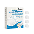 Four hyaluronic acid joint relief microneedle patches with botanical ingredients and PE sticker backing