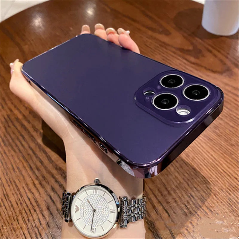 Electroplating frosted PC phone case in titanium gray for iPhone 15 with all-inclusive back cover