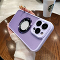 Frosted magnetic suction phone case for iPhone 15 models in blue, shown with magnetic mounting feature.