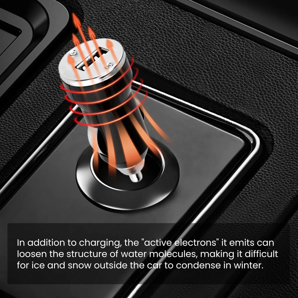 Black portable car snow melting tool deicer charger measuring 5.5 cm