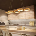 Solid wood LED pendant light, round wooden chandelier in 4 or 5 head options, 220V