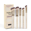 MAANGE five-piece makeup brush set with angled blush brush in apricot colour