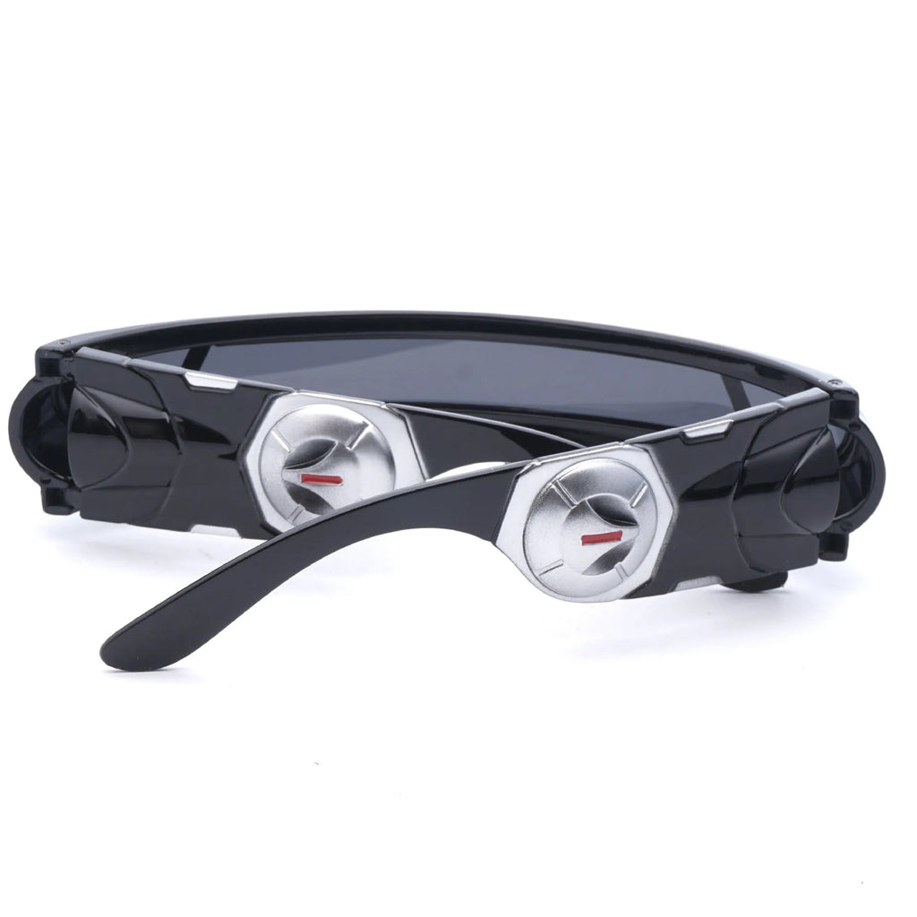 Black polarised sports sunglasses with full rim PC frame showing three lens colour options