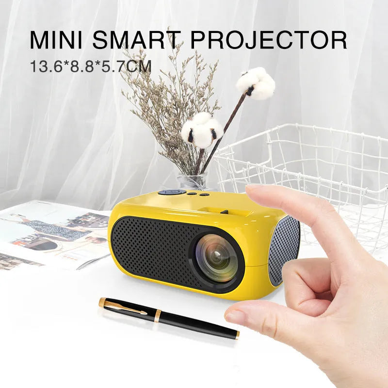 M24 micro mini portable projector in gold or white colour with compact ABS construction