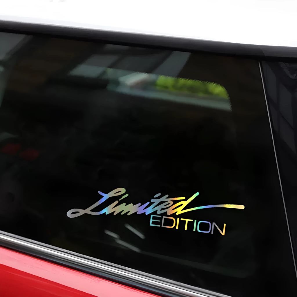 Black laser reflective car sticker with text styling on PET material for vehicle decoration