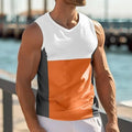 Men's sports vest in polyester cotton blend fabric available in blue, yellow, and orange colours