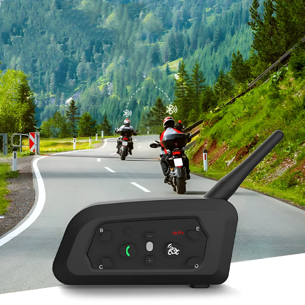V6pro motorcycle helmet Bluetooth intercom unit with headphones and mounting accessories