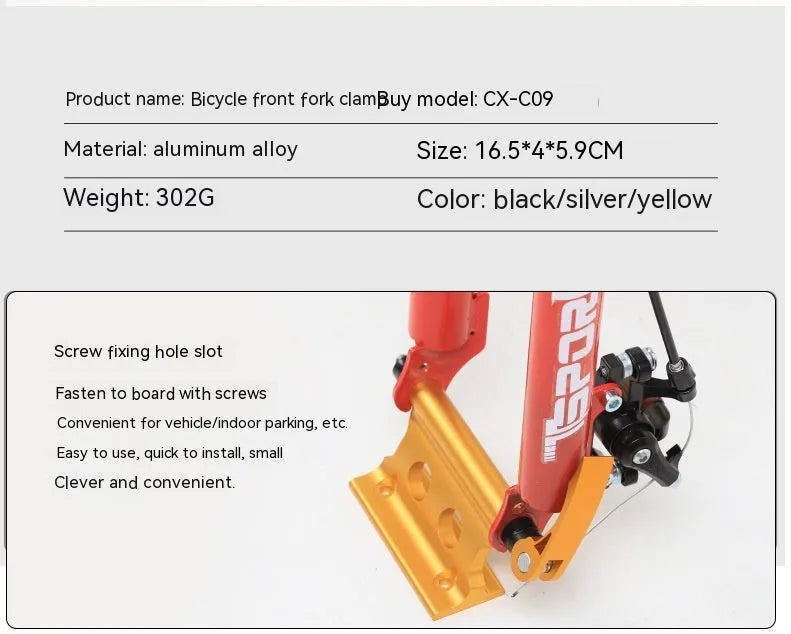 Silver metal bicycle front fork quick release fixing clamp