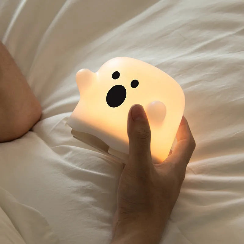 Soft silicone USB rechargeable night light with touch sensor base