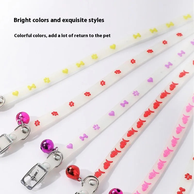 Meow Xinbao luminous cat collar with adjustable 29cm silicone chain and metal bell