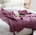 Nordic fringed knit ball blanket in acrylic fabric measuring 130×170cm