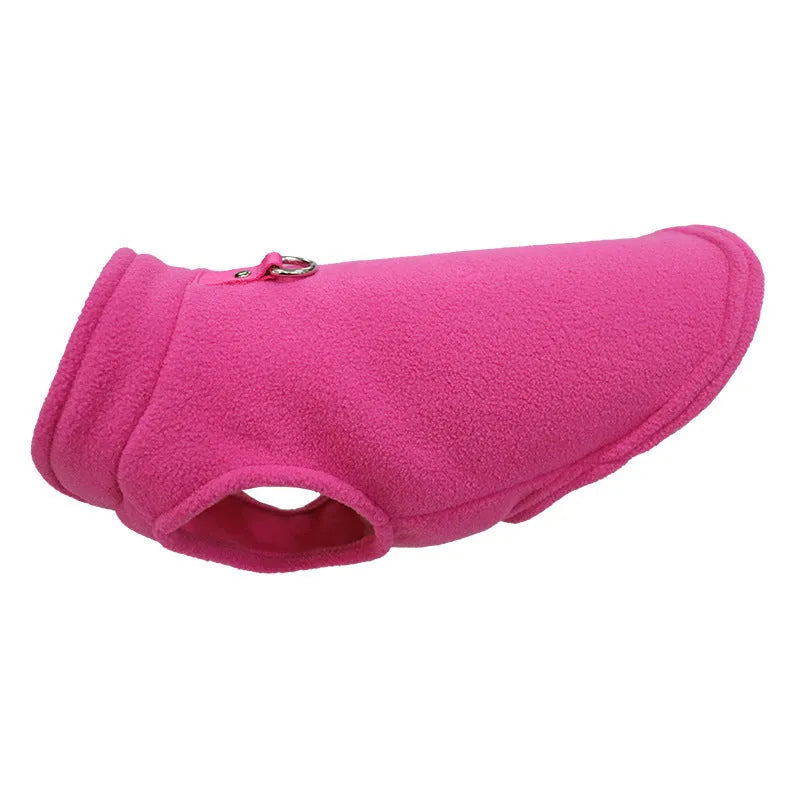Polar fleece dog waistcoat winter coat in solid colours including red, black, blue, grey, green, purple, pink, brown