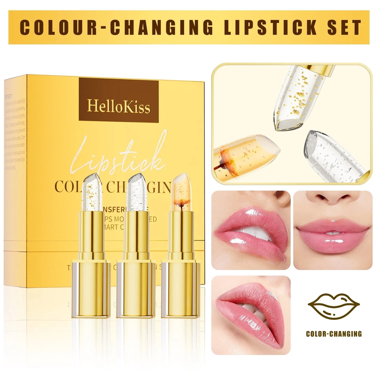 Warm colour-changing anti-smudge lipstick in a 3.5g stick with moisturising balm base.