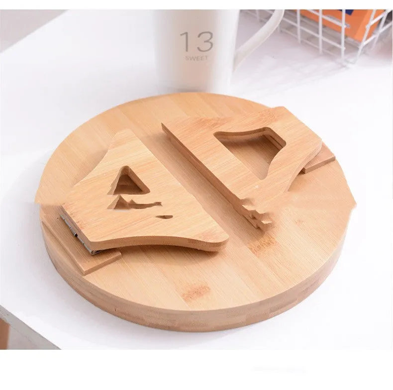 Wooden clip-on sofa armrest tray with carved surface in bamboo original colour